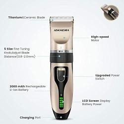 IOKHERIA Dog Grooming Clippers,Professional USB Rechargeable Cordless Dog Clippers Kit,Heavy Duty 12V High Power Low Noise Dog Hair Clippers with LED Display for Large Dogs, Cats, and Other Pets