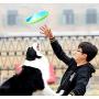 Dog Frisbee Toy, Pet Training Cyber Rubber Flying Saucer Interactive Toys, Floating Water Dog Toy 8.75 Inch, Outdoor Flying Disc Training (Blue)