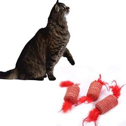 Hengzhi Cat Scratch Feather Toy Kitten Candy Shape Sisal Rolling Play Toys Pet Supplies