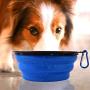 HaoDeng Collapsible Dog Bowl, 2 Pack (Pink+Blue) Collapsible Dog Water Bowls for Cats Dogs, Portable Pet Feeding Watering Dish for Walking Parking Traveling with 2 Metal Carabiners
