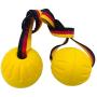 BTFLKNS 2Pcs Diameter 3.54inch Large Dog Rope Ball, Foam Ball on a Rope Dog Toy can Floats in Water, for Small and Large Dogs Interactive, Tugging Ball Toys(Yellow)