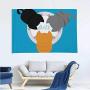 Three kittens eating drinking milk from bowl.Cat feeding concept.Funn kawaii bab kitt animal famil.Cute cartoon pet character set.Flat design Blue - Isolated. - Belarus,Decoration Indoor and Outdo