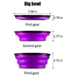 KIQ Pop-up Dog Bowl & Pet Bowl Collapsible Travel Silicone Camping/Hiking/Walking Crate Dish Bowl with Carabiner Clip [2 Cup Set] Travel-Size Folding Dog Portable (Pink/Purple, Large)