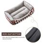 HZBOYA Self-Warming Pet Bed for Small Dogs and Cats Plaid Rectangle Nest Square House Enjoy Sleep, Machine Washable Sofa Cover Red Black Check