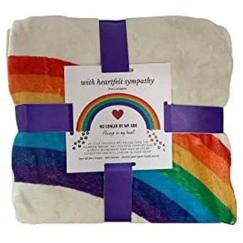 Catrageous Pet Memorial Blanket - Over The Rainbow Bridge Bereavement Gift for Dog or Cat Loss - with Comforting Heartfelt Sentiment and Colorful Pawprints Catrageous Pet Memorial Blanket - Over The Rainbow Bridge Bereavement Gift for Dog or Cat Loss - with Comforting Heartfelt Sentiment and Colorful Pawprints