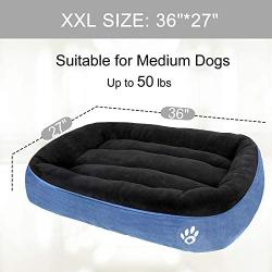 CLOUDZONE Dog Bed for Medium Dogs/Large/Small, Washable Rectangle Pet Bed Thickened Enough with Soft Coral Fleece and Non-Slip Bottom