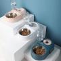Olsa Double Cat Dog Bowls, Cat Food Bowls with Automatic Water Dispenser Bottle, Dog Food and Water Bowl with Detachable Stainless Steel Bowl for Small Medium Large Dog Cat