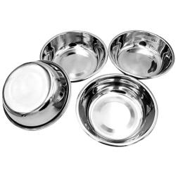 Bac-kitchen 4 Pcs Stainless Steel Dog and Cat Food Dish/Bowls, Shallow Cat Dish, Neater Feeder Extra Replacement Bowl -Metal Food and Water Dish, for Small Dogs and Cats,12oz