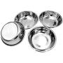 Bac-kitchen 4 Pcs Stainless Steel Dog and Cat Food Dish/Bowls, Shallow Cat Dish, Neater Feeder Extra Replacement Bowl -Metal Food and Water Dish, for Small Dogs and Cats,12oz