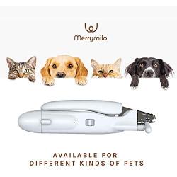 MerryMilo Cat and Dog Nail Clipper and Grinder – Rechargeable Electric Claw Trimmer for Puppies and Kittens – Safe, Professional Pet Grooming Tool with LED Light for Small, Medium and Large Breeds