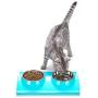 Vealind Non-Spill & Non-Skid Pet Dog Cat Elevated Stainless Steel Double Bowls Feeding Food and Water Bowl