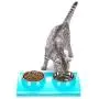 Vealind Non-Spill & Non-Skid Pet Dog Cat Elevated Stainless Steel Double Bowls Feeding Food and Water Bowl Vealind Non-Spill & Non-Skid Pet Dog Cat Elevated Stainless Steel Double Bowls Feeding Food and Water Bowl
