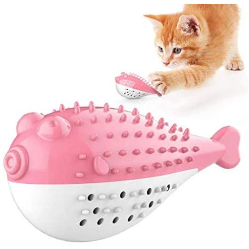 Cat Toothbrush Toy, Catnip Toys for Cats, Cat Toys with Catnip, Silicone Fish Toys Pet Molar Stick Cat Teeth Cleaning Brush, Interactive Chew Toy for Pet Cat Kitten