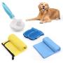 SEICIPET 5 in 1 Pet Grooming Shower Brush Kit | 2pcs Dog Deshedding Glove | Absorbent Pet Bath Towel | Self Cleaning Slicker Brush for Dogs & Cats | Pet Hair Remover Brush Gloves Tool Combo Gift Set