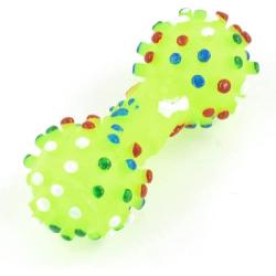 Uxcell Vinyl Rubber Pet Bone Design Squeaky Chew Toy, Green/Yellow