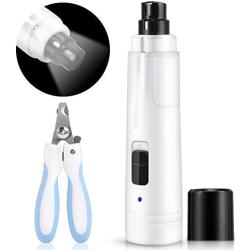 lzndeal Dog Nail Grinder with LED Light - Ultra Quiet Dog Nail Trimmer with 2 Speed Modes, Comes with a Pet Nail Clipper, Dog Nail Grinder for Small, Large Dogs and Cats.