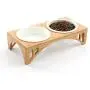 FUKUMARU Elevated Dog Ceramic Bowls, 17 OZ Raised Food Feeding Dishes for Large Cats and Medium Dogs, Solid Bamboo Water Stand Feeder Set FUKUMARU Elevated Dog Ceramic Bowls, 17 OZ Raised Food Feeding Dishes for Large Cats and Medium Dogs, Solid Bamboo Water Stand Feeder Set