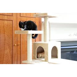 GleePet GP78700621 Cat Tree with Ramp, 70-Inch, Beige