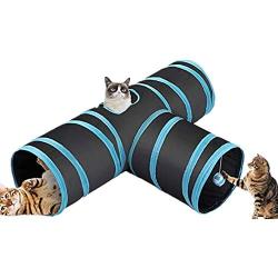 MR. STRONG Pet Cat Tunnel,Tube Cat Toys 3 Way Collapsible Peek Hole Toy with Ball,Kitty Tunnels for Indoor Cats,Puppy, Kitty, Kitten, Rabbit