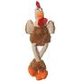 goDog Checkers Skinny Rooster With Chew Guard Technology Tough Plush Dog Toy,Brown, Large