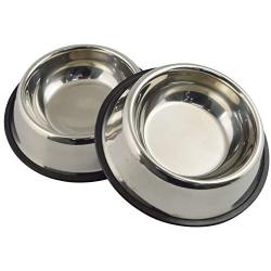 Mlife Stainless Steel Dog Bowl with Rubber Base for Small/Medium/Large Dogs, Pets Feeder Bowl and Water Bowl Perfect Choice (Set of 2)