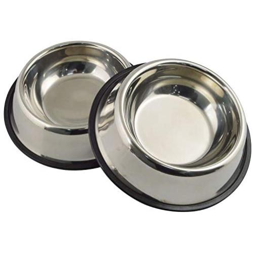 Mlife Stainless Steel Dog Bowl with Rubber Base for Small/Medium/Large Dogs, Pets Feeder Bowl and Water Bowl Perfect Choice (Set of 2)