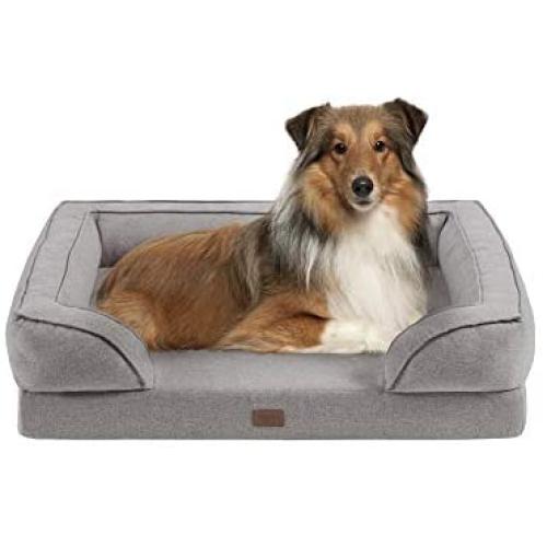 MARTHA STEWART Orthopedic Dog Lounge Sofa, Removable Cover All Around Protection Four Sided Bolster Comfie Pet Beds