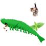 WeTest Natural Rubber Interactive Cat Toothbrush Catnip Toys - Refillable Catnip Shrimp Shape Pet Cleaning Chew Toothbrush Toy（Green） (LJ-ZXS-120202)