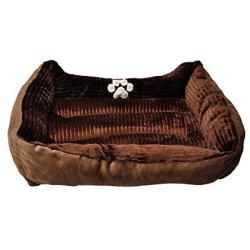 Long Rich Reversible Rectangle Pet Bed Dog Bed with Dog Paw Embroidery,Medium size, by Happycare Textiles