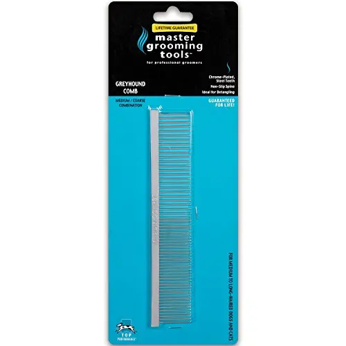 Master Grooming Tools Greyhound Combs — European-Style Combs for Grooming Dogs - Medium/Coarse, 7½''
