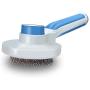 BabYoung Dogs Brush for Shedding Short or Long Hair Removes Loose Undercoat, Cats Brush Slicker Brush for Pet Massage Self Cleaning Combs for Small Animals Pet Grooming Tool Massages Particle(Blue)
