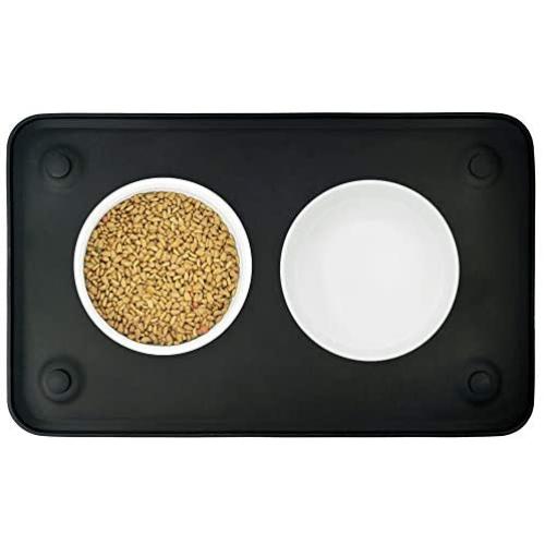 Ptlom Pet Placemat for Dog and Cat, Mat for Prevent Food and Water Overflow, Suitable for Small, Medium and Large Pet, Silicone