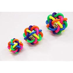None Pet Cat Dog Toy Colorful Bells Weave The Ball Colorful Ball Twist Ball with Bells Rainbow Ball 3 Sizes