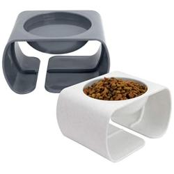 Kitty City Large Raised Cat Food Bowl Collection, Stress Free Pet Feeder and Waterer, Gray (CM-10062-CS01)