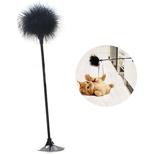 Interactive Cat Toys, Cats Feather Wand with Suction Cup Mini Bell, Strong Durable Not Easy Deform, for Pet Sports Work Out