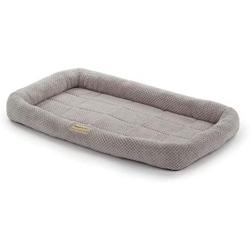 PoochPlanet LuxuLounger Crate Mat, Dog Bed, Cushioned, Durable Plush, Soft, Textured, Bolstered, Gray, Medium (28.5x18)