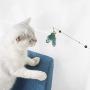 ocijf179 Cat Teaser Pet Cat Kitten Teaser Beads Bell Feather Playing Steel Wire Stick Wand Chew Toy - Green