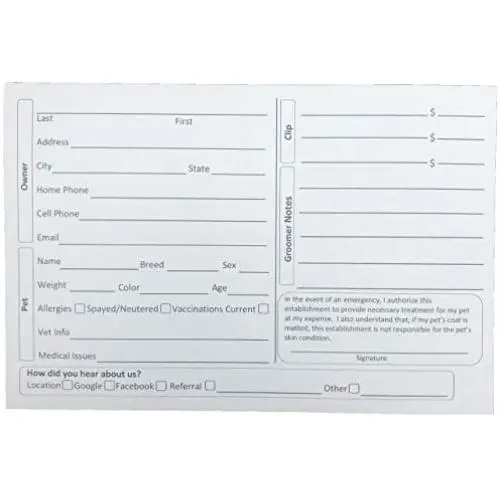 Pet, Dog, Cat Grooming Customer Client Clip Cards (100 Pack Thick 4 X 6 inch Profile Kennel Record Care Service Card) … (Gray) Pet, Dog, Cat Grooming Customer Client Clip Cards (100 Pack Thick 4 X 6 inch Profile Kennel Record Care Service Card) … (Gray)