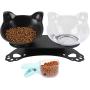 ljfjf Raised Cat Bowls, 15° Tilted Anti-Slip Transparent and Black Cat Food Water Bowl, Double Cat Bowl with Stand, Detachable Pet Feeding Bow Easy to Clean for Cats and Small Dogs (Color : -)