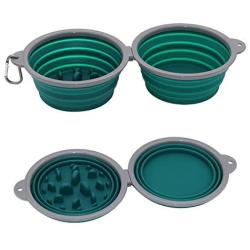 AOII Collapsible Dog Bowl, 2 Pack Collapsible Dog Water Bowls for Cats Dogs, Portable pet Feeding Watering Tray for Outdoor Camping 1000mL/33oz