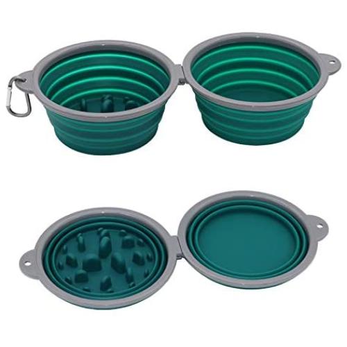 AOII Collapsible Dog Bowl, 2 Pack Collapsible Dog Water Bowls for Cats Dogs, Portable pet Feeding Watering Tray for Outdoor Camping 1000mL/33oz