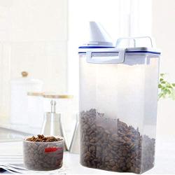 Jzenzero Pet Food Storage Container Airtight Dog Cats Foods Container with Measuring Cup Clear 2.5L