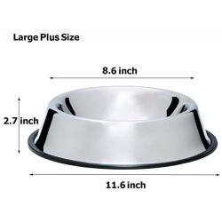 Mlife Stainless Steel Dog Bowl with Rubber Base for Small/Medium/Large Dogs, Pets Feeder Bowl and Water Bowl Perfect Choice (Set of 2)