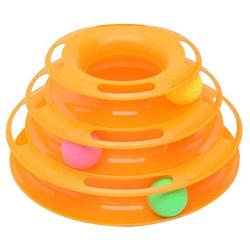 Chenyouwen Pet Toys Great Interactive 3 Layers Tower of Tracks Balls Cat Toy (Orange) (Color : Orange)