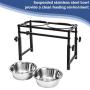 Adjustable Raised Pet Bowls - for Dogs and Cats - Elevated Stainless Steel Pet Feeder with 2 Bowls, Available in 16 inch, 11.8 inch, 6 inch for Small Medium Large Dogs