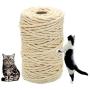 PET SHOW Cat Natural Sisal Rope for Cat Tree Scratching Post Replacement Kit Hemp Rope Diameter 6mm 1/4 inch for Repairing Recovering or DIY Scratcher Twine String Durable for Cats Toys Gift