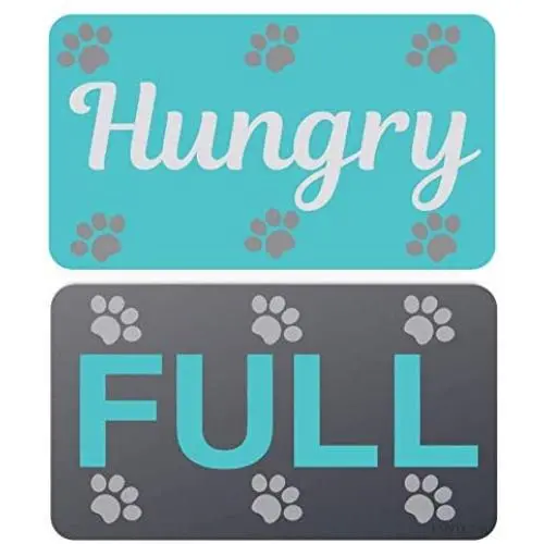 Pet Feeding Reminder Magnet - Did You Feed The Cat, Dog, Animals Reversible Fed Sign Medicine and Food Tracker (Hungry/Full)