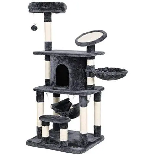 FEANDREA Cat Tree Multi-Level Cat Play House Sisal Scratching Pad and Posts PCT25G FEANDREA Cat Tree Multi-Level Cat Play House Sisal Scratching Pad and Posts PCT25G