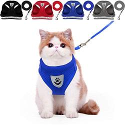 YujueShop Cat Harness and Leash Pet Vest Small Dog Harness Escape Proof Reflective Re-Adjustable Walking Soft Mesh with Pet Leash for Cats Puppies Pets