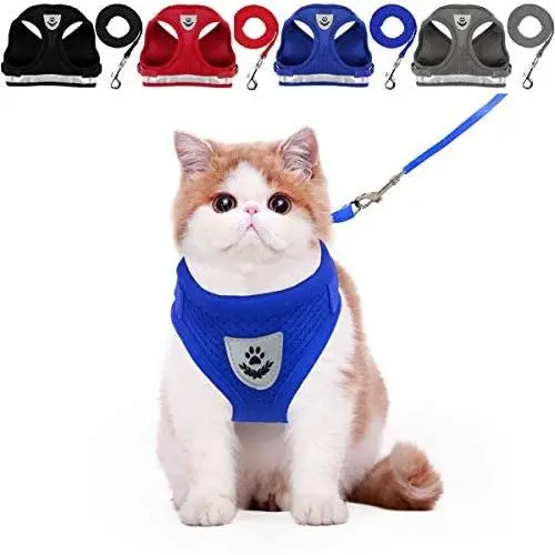 YujueShop Cat Harness and Leash Pet Vest Small Dog Harness Escape Proof Reflective Re-Adjustable Walking Soft Mesh with Pet Leash for Cats Puppies Pets YujueShop Cat Harness and Leash Pet Vest Small Dog Harness Escape Proof Reflective Re-Adjustable Walking Soft Mesh with Pet Leash for Cats Puppies Pets